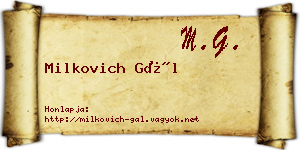 Milkovich Gál névjegykártya